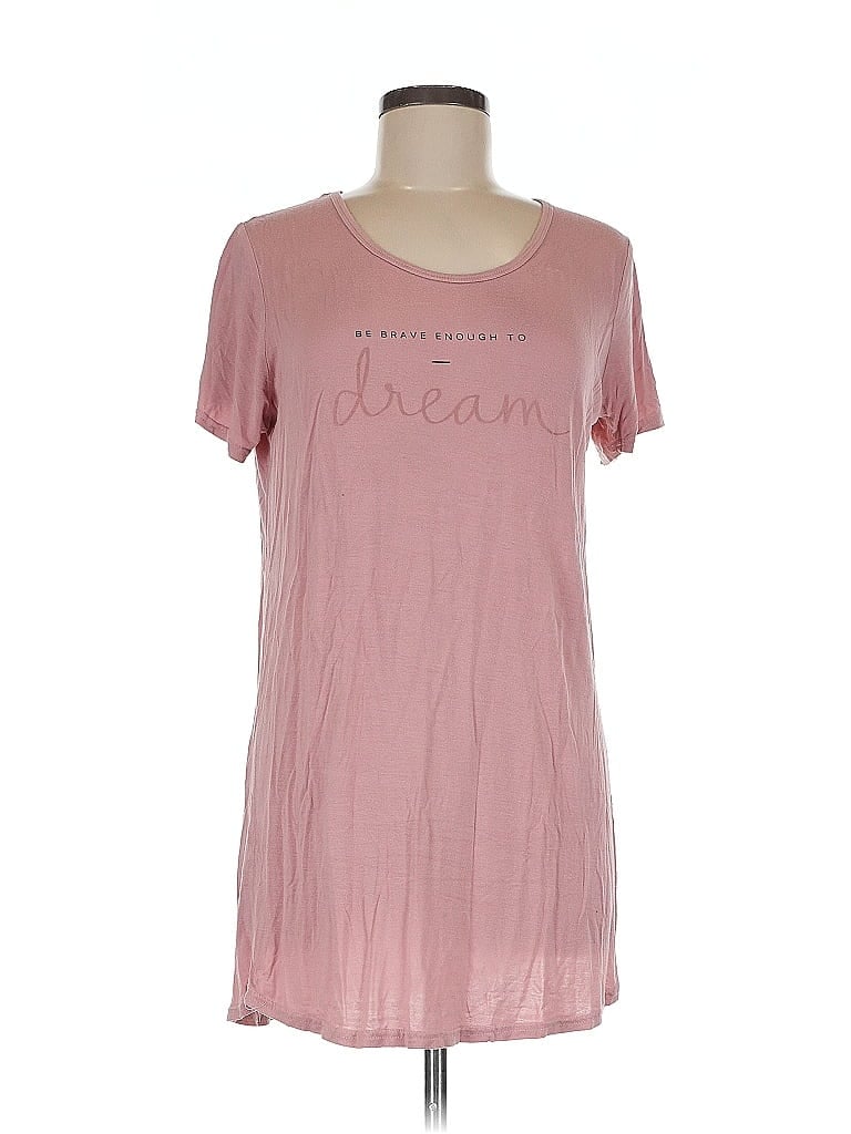 Pre-owned Danskin Short Sleeve Top Pink Scoop Neck Tops