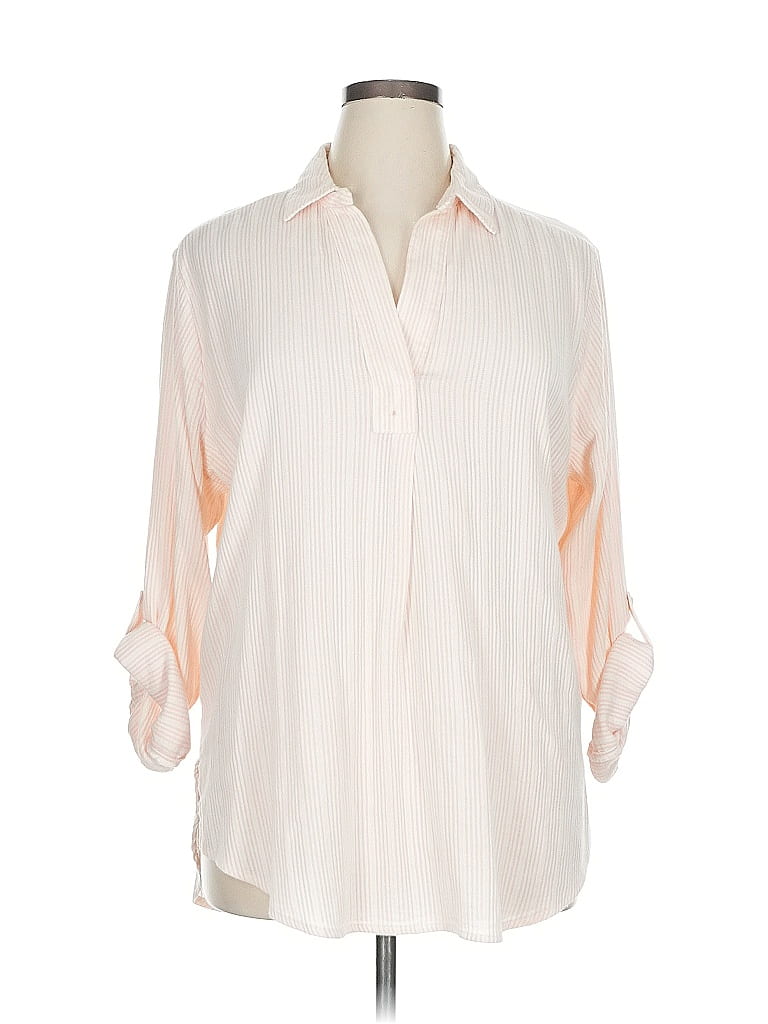 Pre-owned Sonoma Goods For Life Long Sleeve Polo Shirt In White