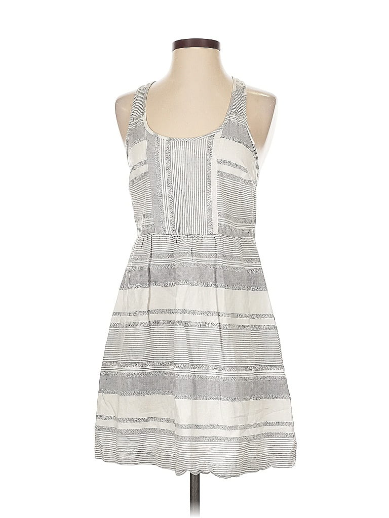 Lou & Grey Stripes Gray Casual Dress Size 2 - photo 1