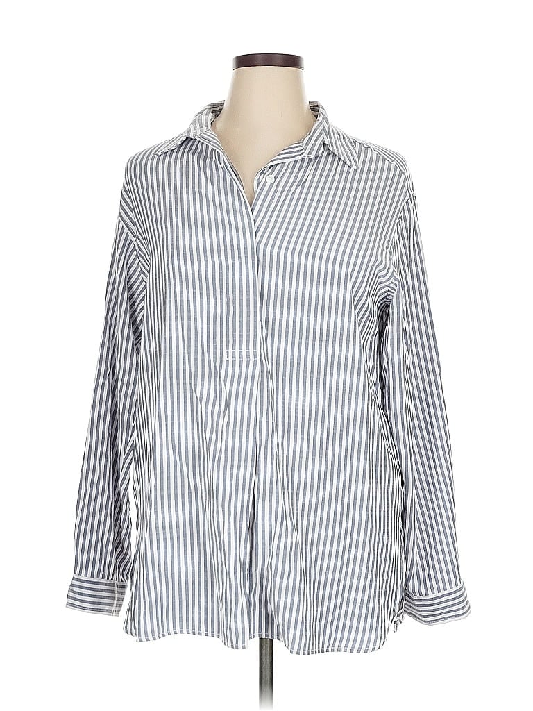 Max Studio Stripes Blue Long Sleeve Blouse Size XL - photo 1