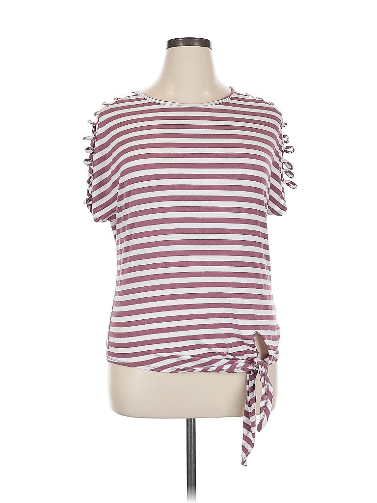 Pre-owned Perseption Concept Short Sleeve Top Burgundy One Shoulder Neckline Tops