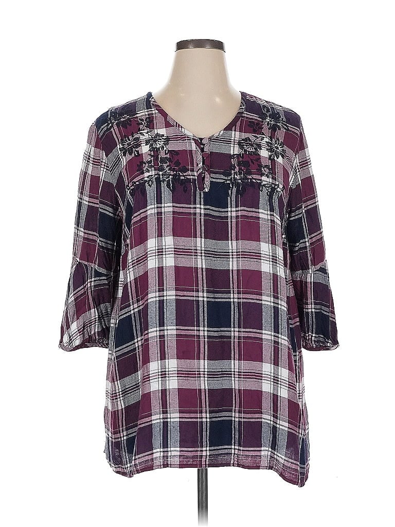 Catherines 100% Rayon Purple 3/4 Sleeve Blouse Size 1X - photo 1