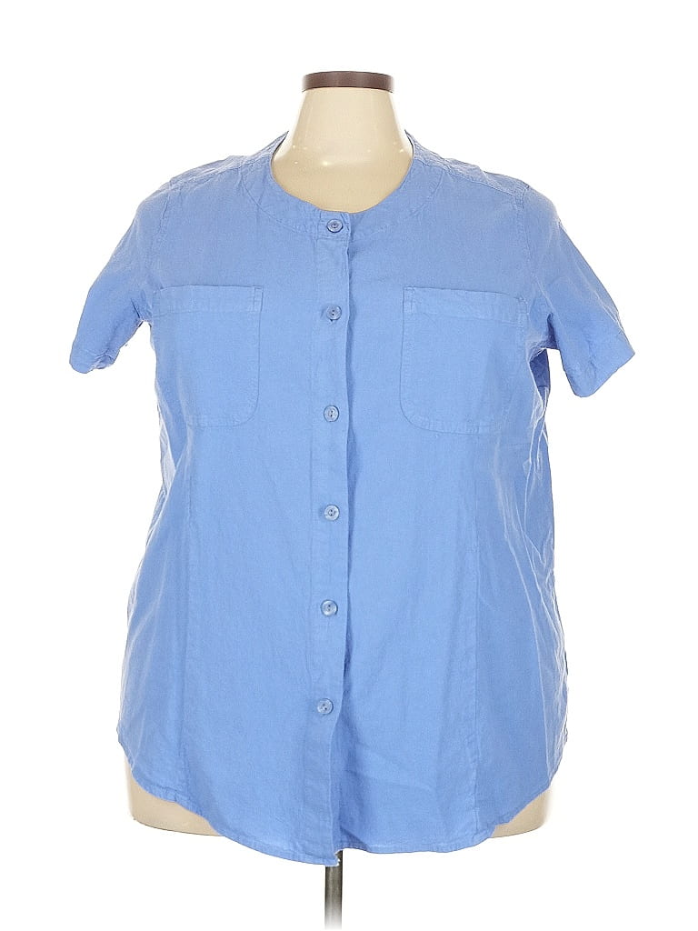 Woman Within Blue Short Sleeve Blouse Size 22 (petite) - photo 1