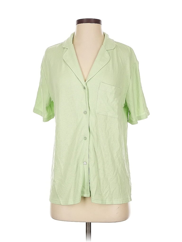 Pre-owned Andie Short Sleeve Blouse In Green
