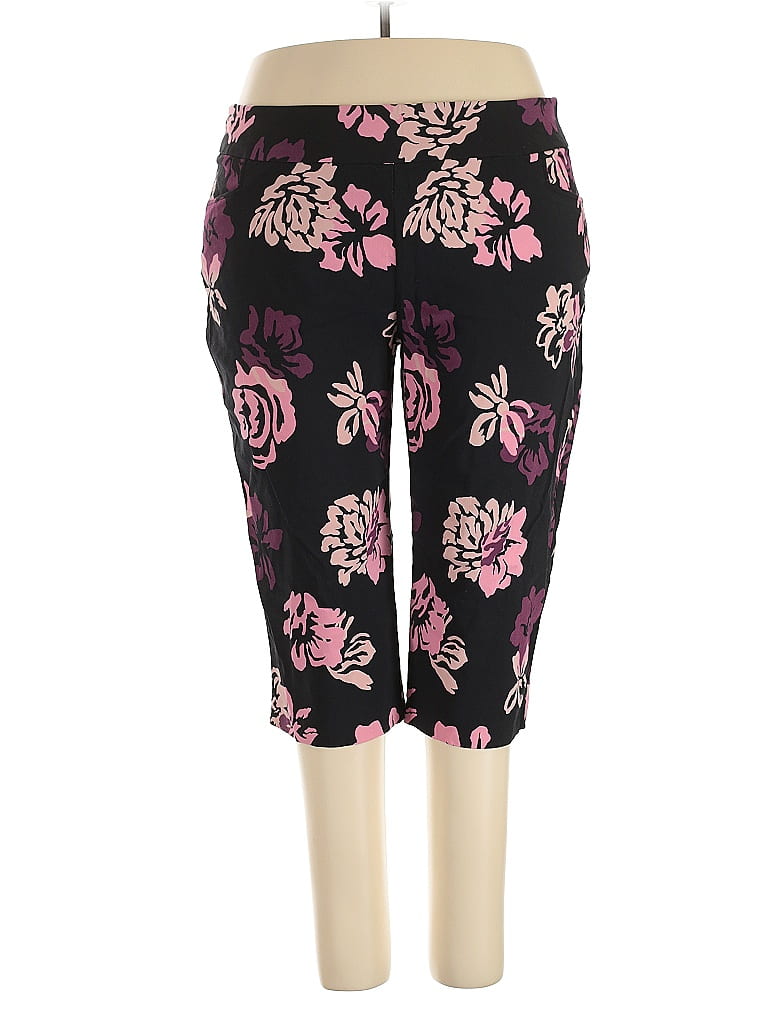 Terra & Sky Floral Pink Black Casual Pants Size 2X - photo 1