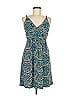 Bisou Bisou Print Teal Casual Dress Size 6 - photo 1