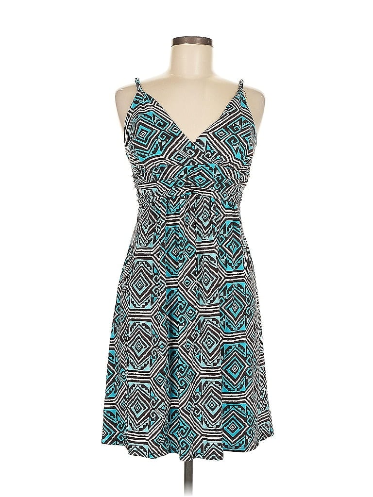 Bisou Bisou Print Teal Casual Dress Size 6 - photo 1