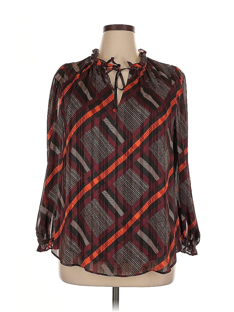 Pre-owned Bar Iii 3/4 Sleeve Blouse In Brown