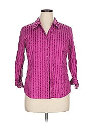 Jm Collection 3/4 Sleeve Button Down Shirt
