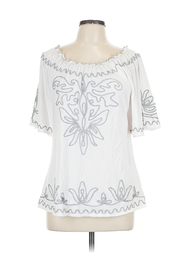 Pre-owned Lauren Michelle Short Sleeve T-shirt In Silver