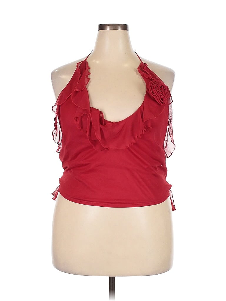Pre-owned Fashion Nova Tank Top Red Halter Neckline Tops