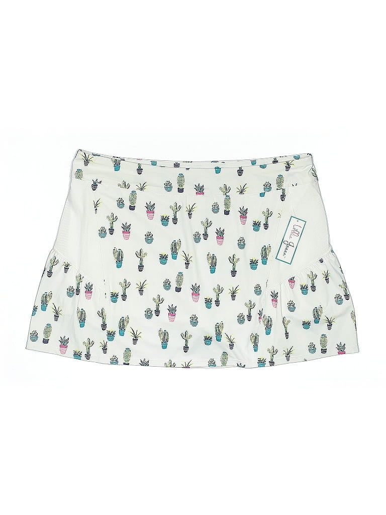 Lillie Green Print White Casual Skirt Size L - photo 1