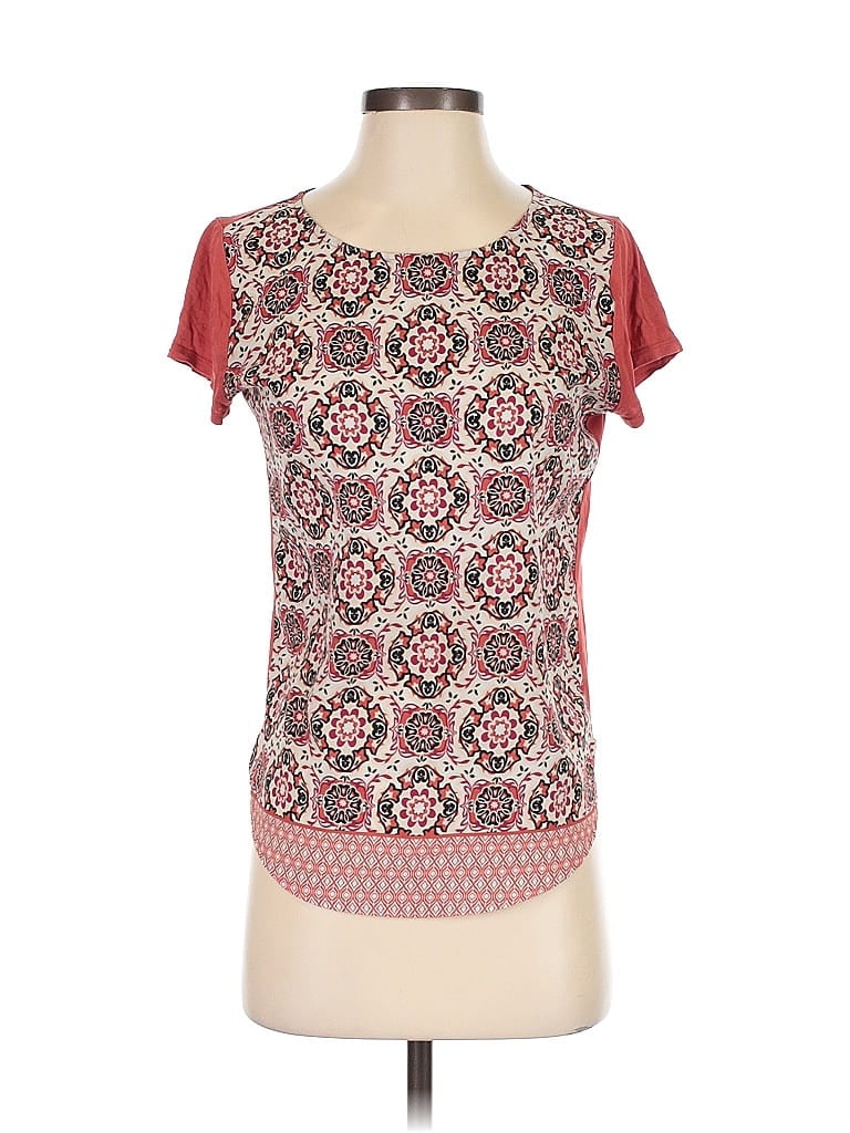 Pre-owned Ann Taylor Factory Short Sleeve Top Red Square Neckline Tops