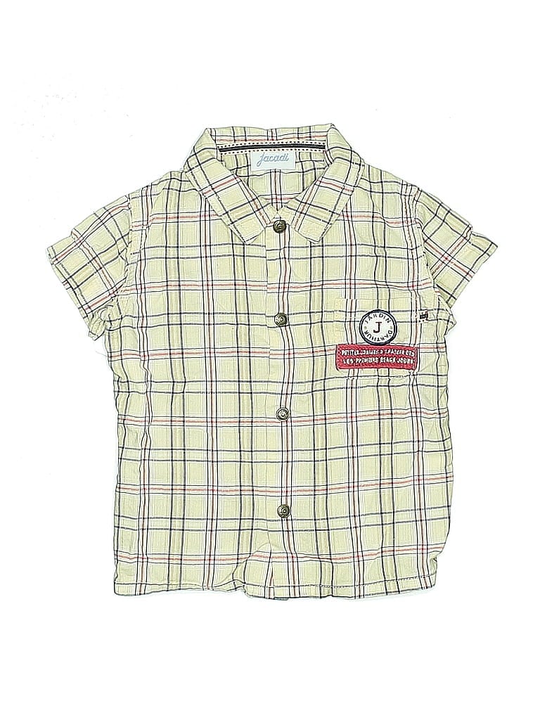 JACADI Pre-owned Babies' Short Sleeve Button Down Shirt In Yellow