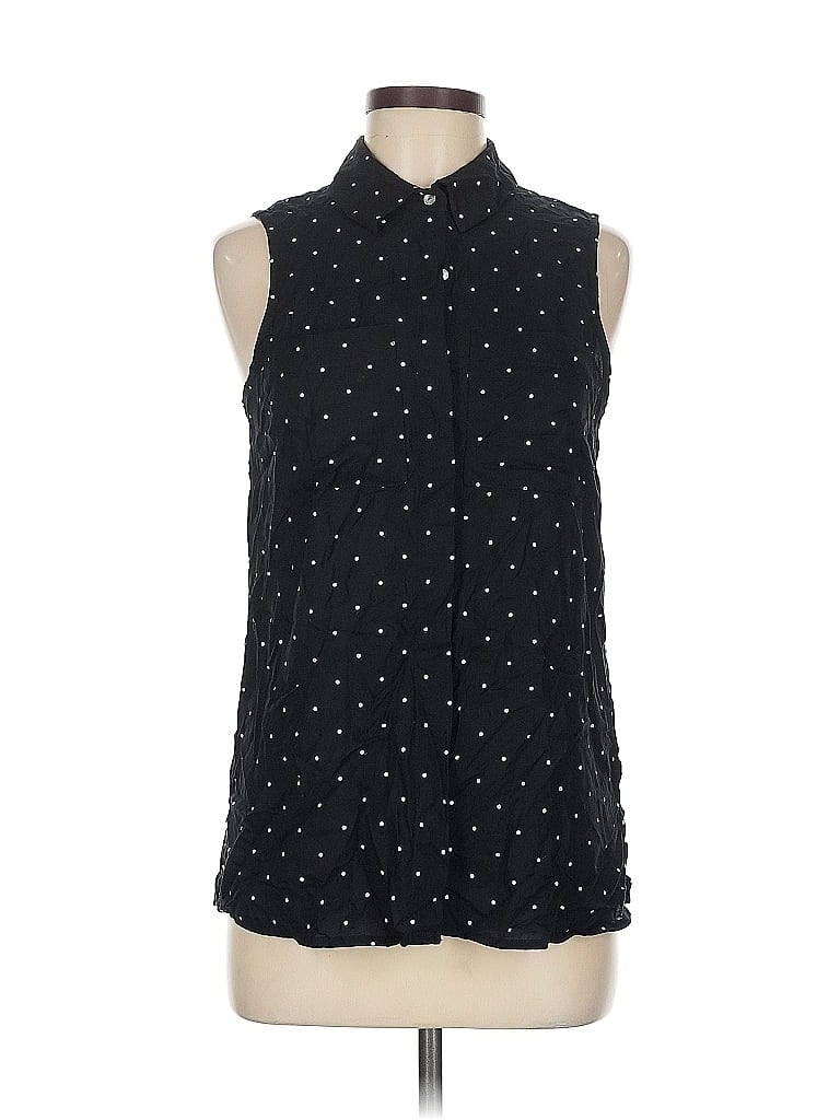Pre-owned Japna Sleeveless Button Down Shirt In Black