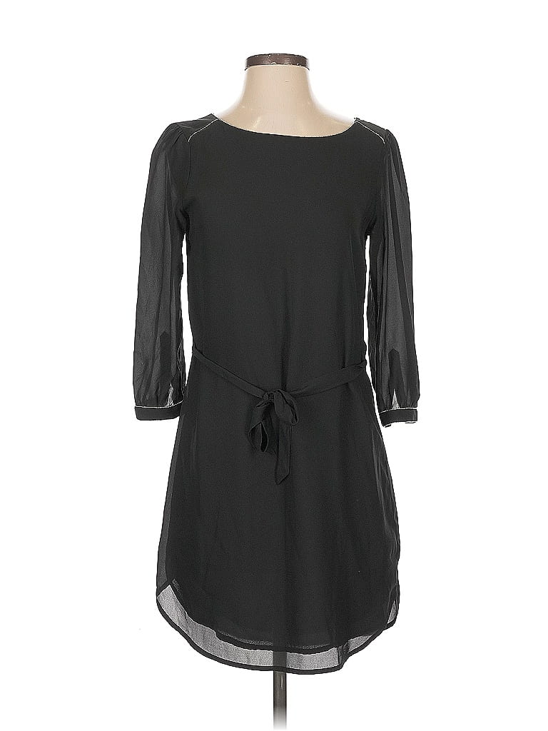 H&M 100% Polyester Solid Black Casual Dress Size 2 - photo 1