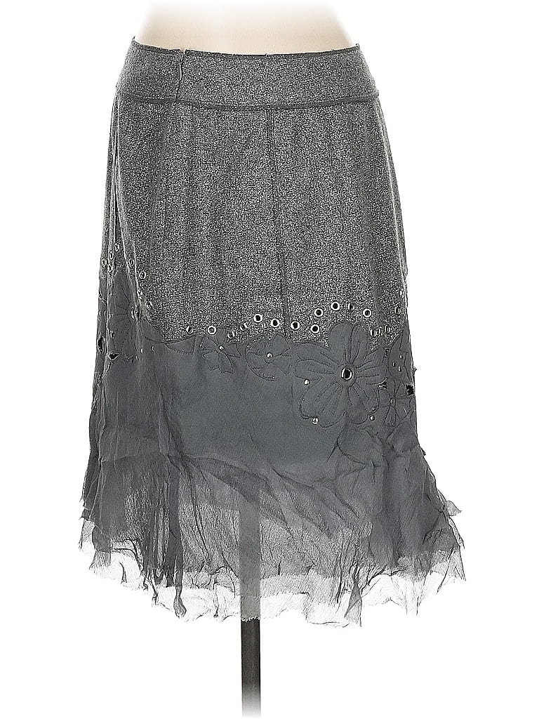 Pre-owned Per Se By Carlisle Wool Skirt In Gray