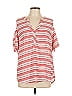 Soho JEANS NEW YORK & COMPANY 100% Polyester Stripes Pink Short Sleeve Blouse Size L - photo 1