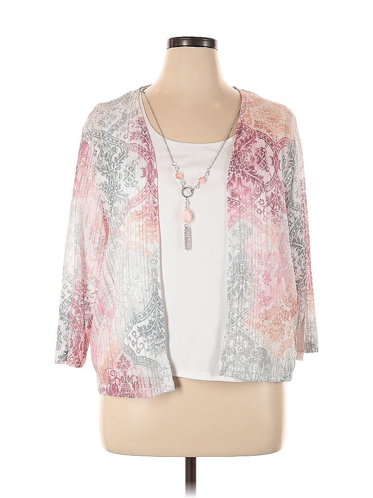 Pre-owned Alfred Dunner 3/4 Sleeve Blouse In Silver