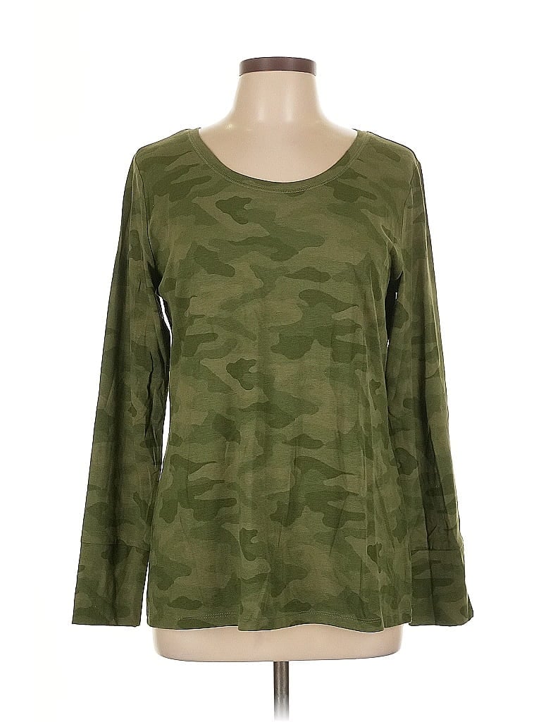 Pre-owned A.n.a. A New Approach Long Sleeve T-shirt In Green