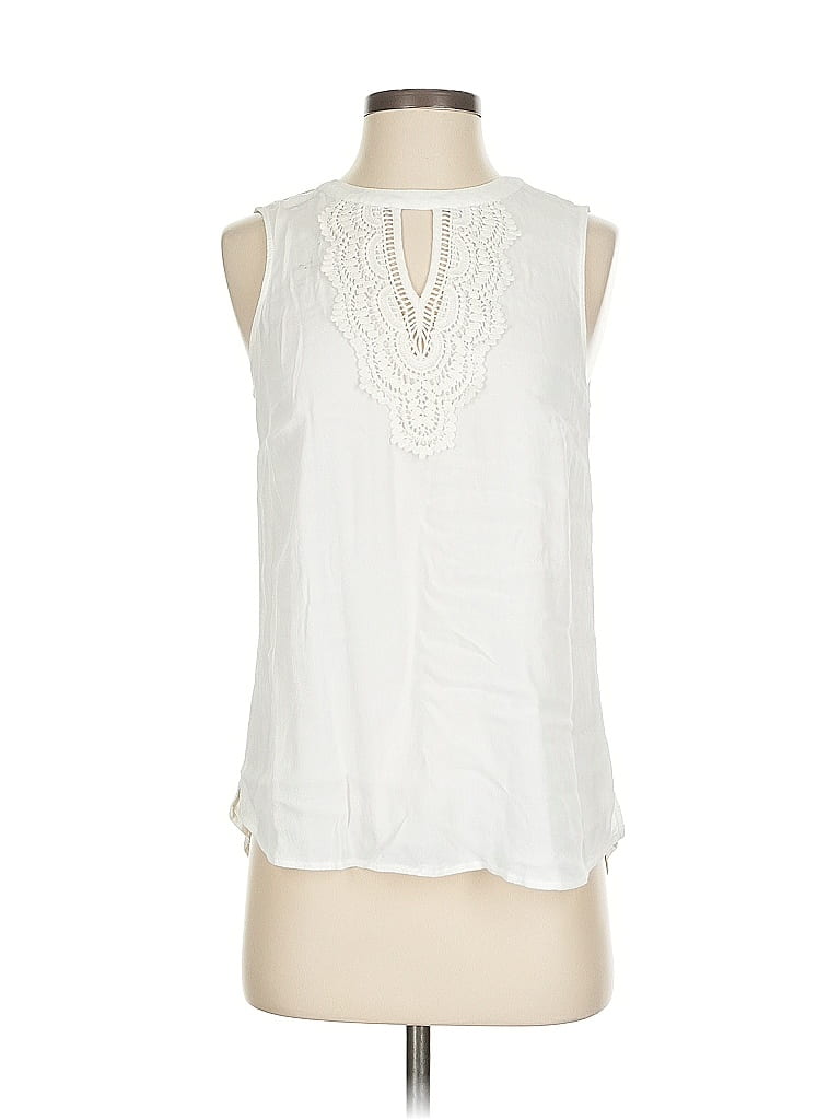 Pre-owned Pale Sky Sleeveless Blouse In White