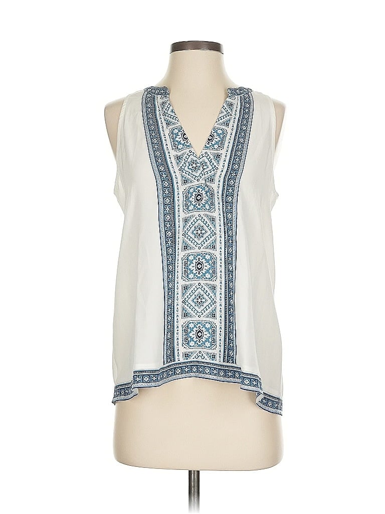 Pre-owned Joie Sleeveless Silk Top Ivory Plunge Neckline Tops In White