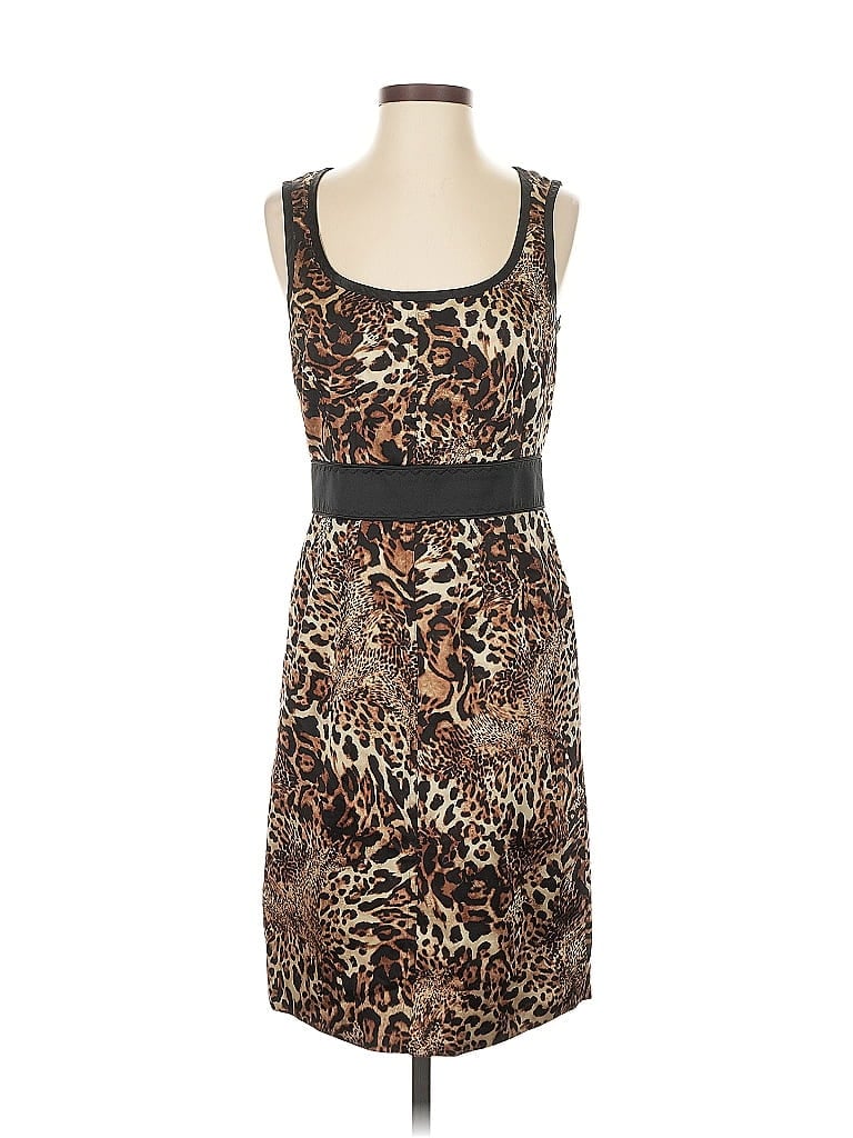 Worth 100% Silk Animal Print Brown Cocktail Dress Size 2 - photo 1