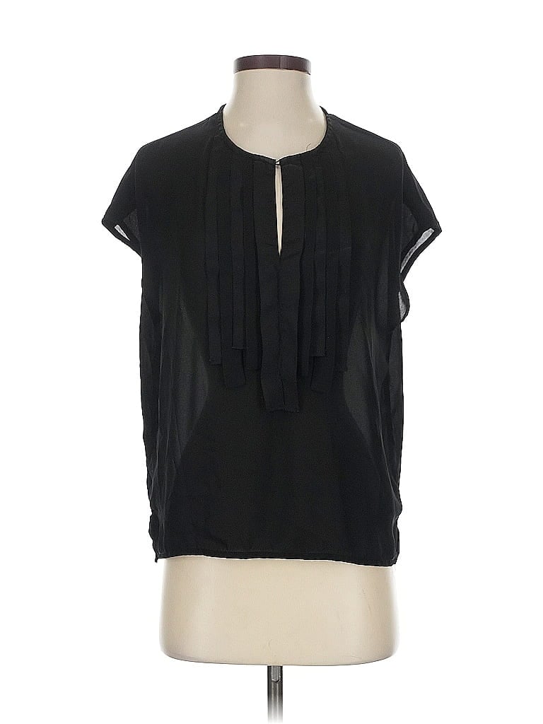 Pre-owned Mango Short Sleeve Blouse In Black