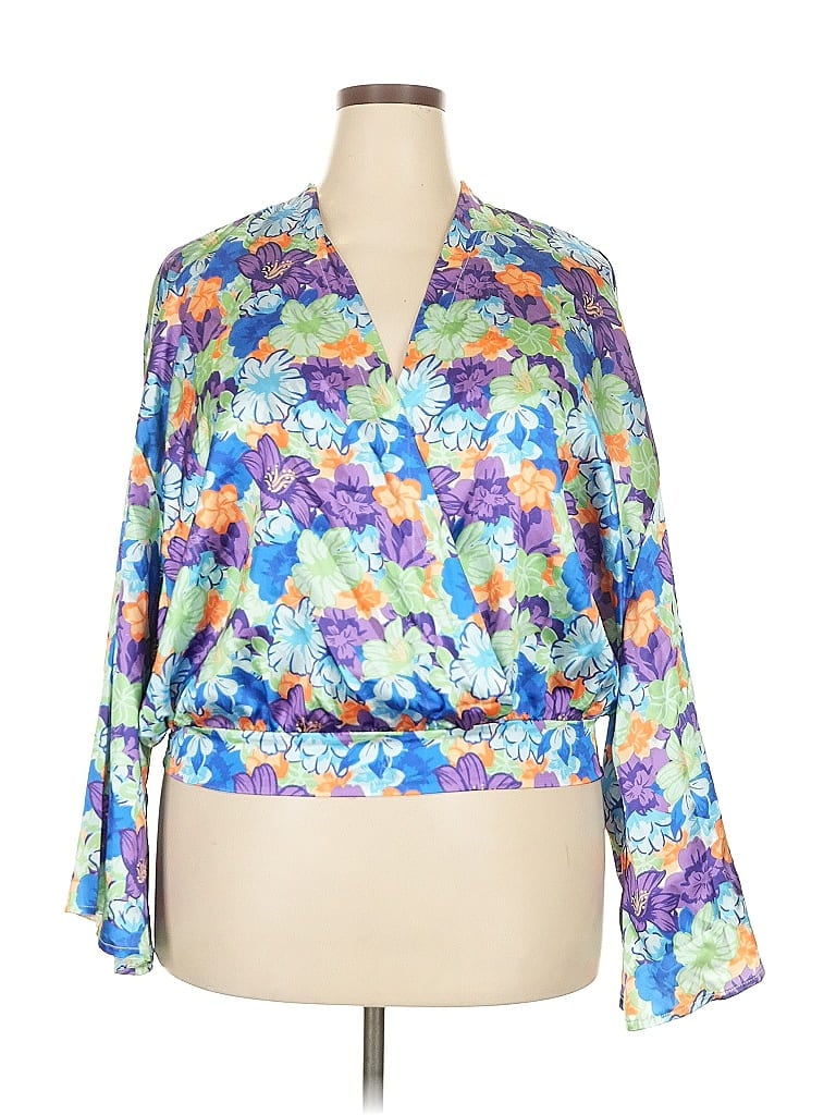 Pre-owned Ashley Stewart 3/4 Sleeve Blouse In Purple