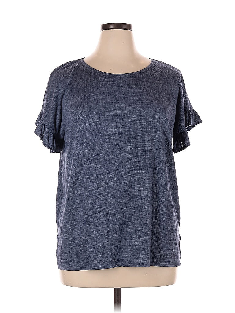 Pre-owned Max Studio Short Sleeve Top Gray Crew Neck Tops