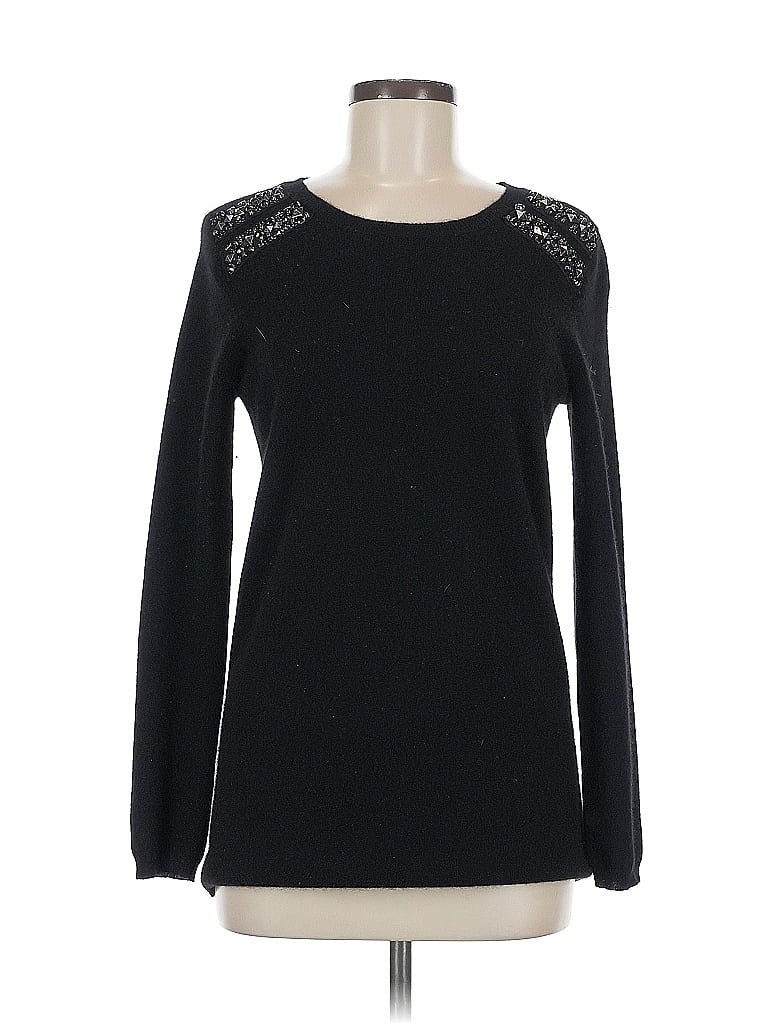 C by Bloomingdales 100% Cashmere Black Cashmere Pullover Sweater Size M - photo 1