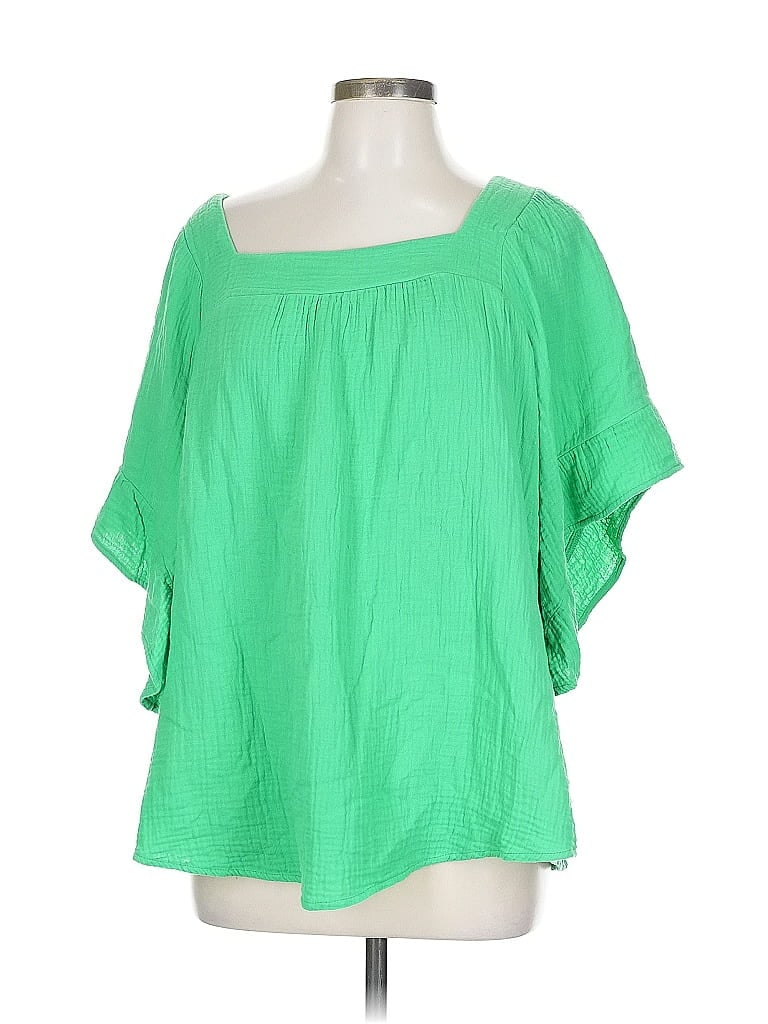 Pre-owned Peach Kids' Short Sleeve Blouse In Green