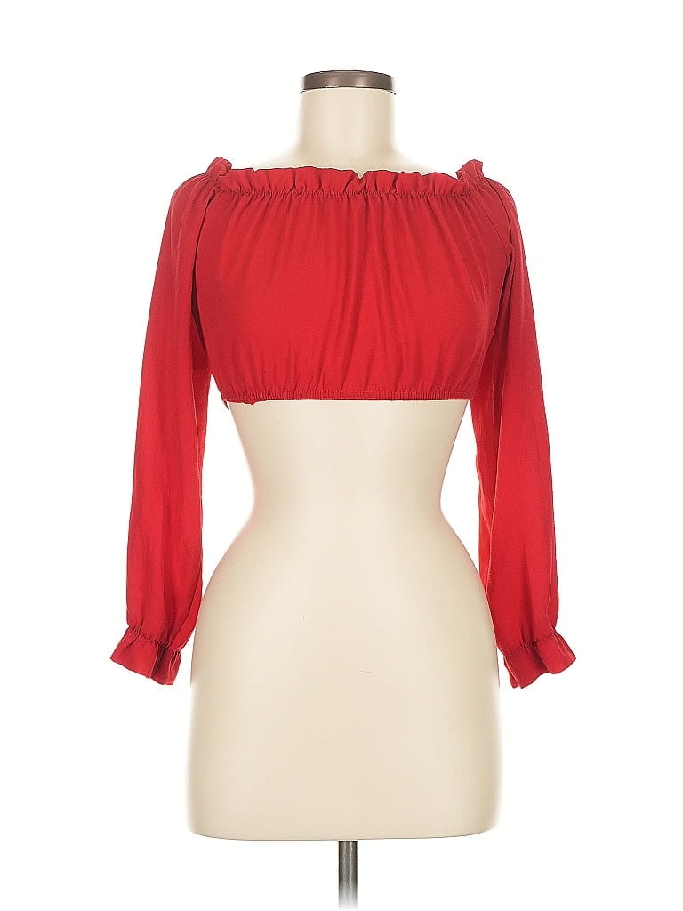 Click to view more detailed imagery on our partner's website Pre-owned Boohoo 3/4 Sleeve Blouse In Red
