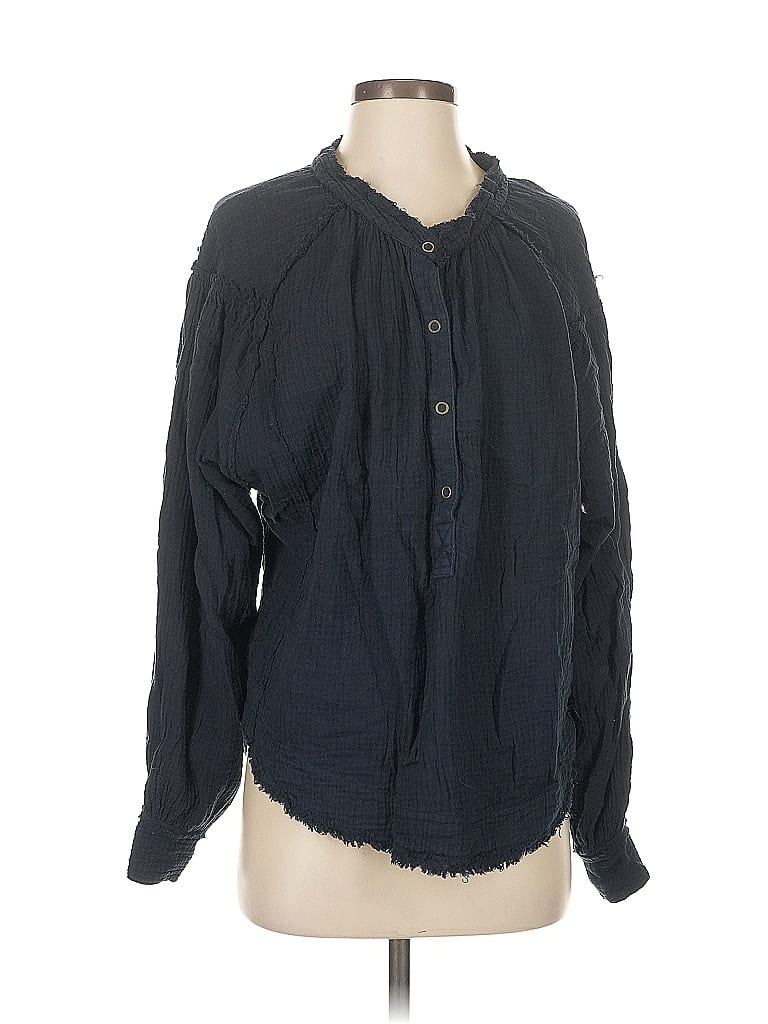Pre-owned We The Free Long Sleeve Blouse In Black