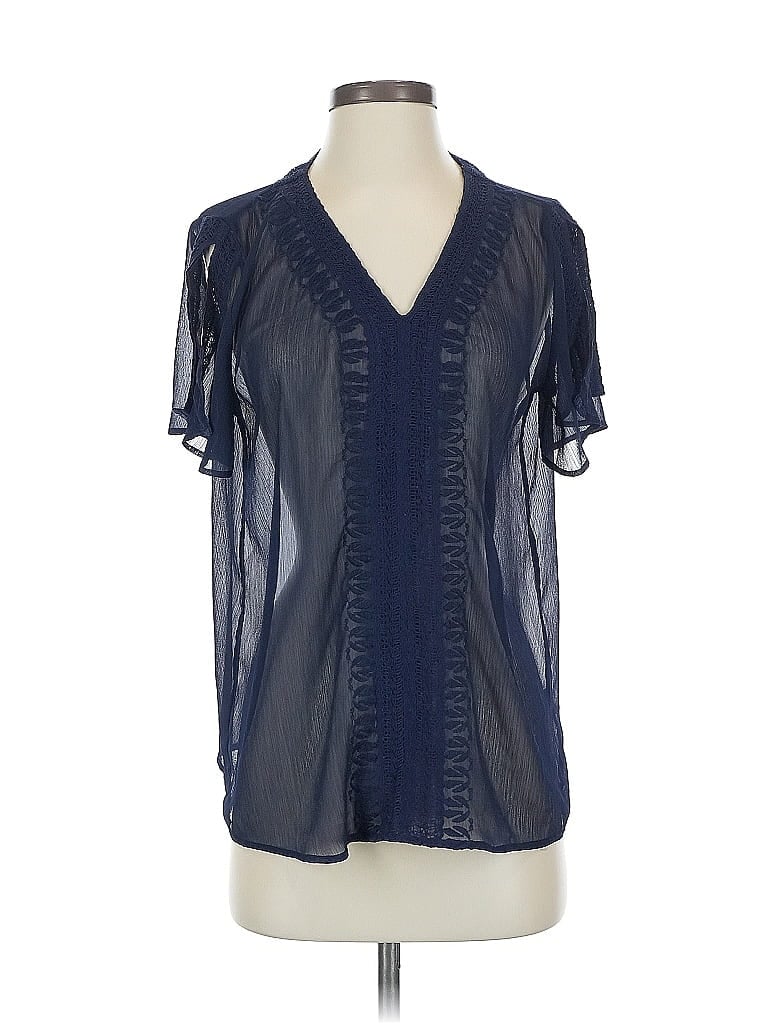 Pre-owned Banana Republic Factory Store Short Sleeve Blouse In Blue