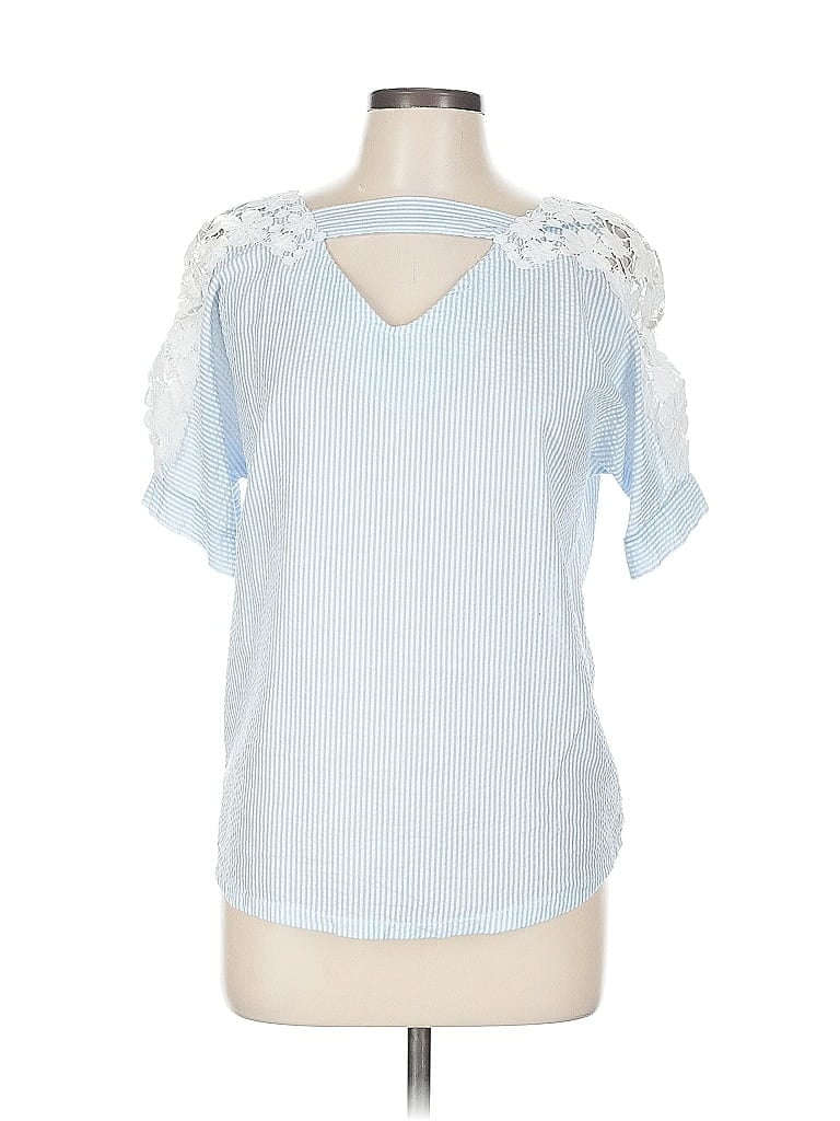 Pre-owned Assorted Brands Short Sleeve Blouse In Blue
