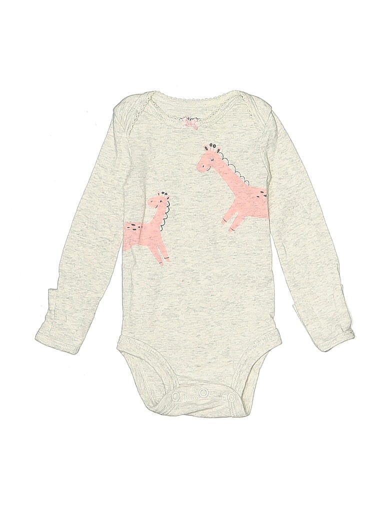 Pre-owned Carter's Babies' Long Sleeve Onesie In Gray