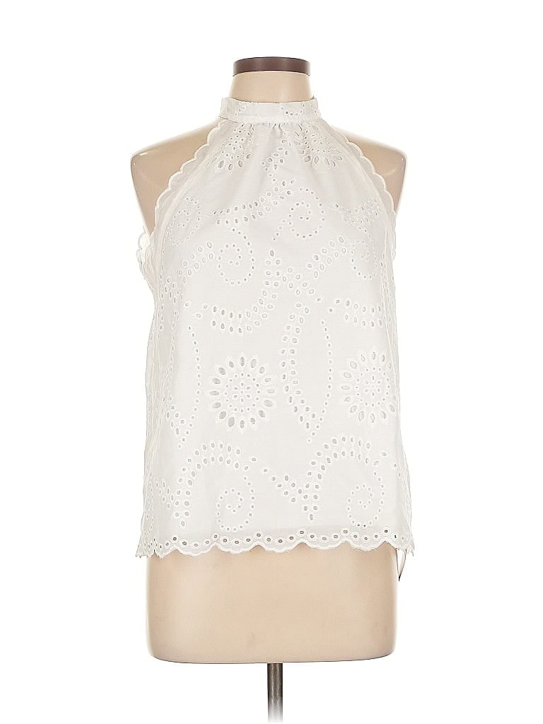 Pre-owned Emery Rose Sleeveless Blouse In White