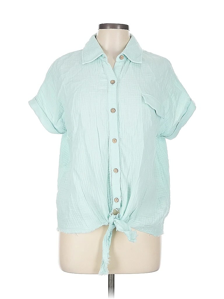 Pre-owned Assorted Brands Short Sleeve Blouse In Blue