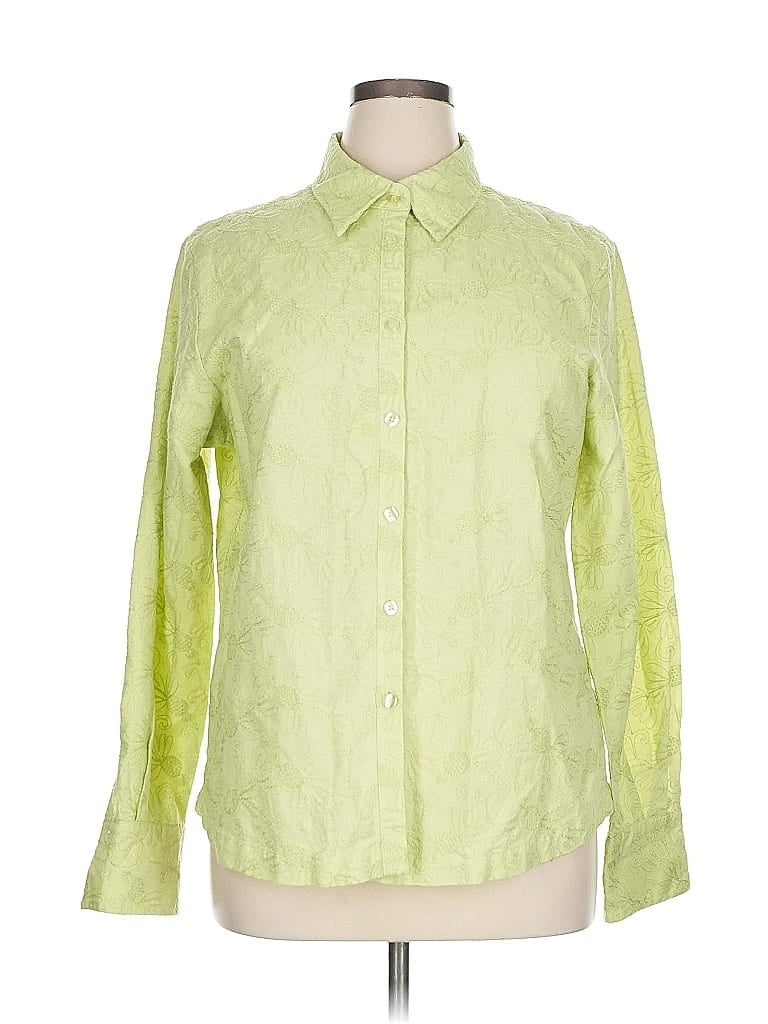 Pre-owned Coldwater Creek Long Sleeve Blouse In Green