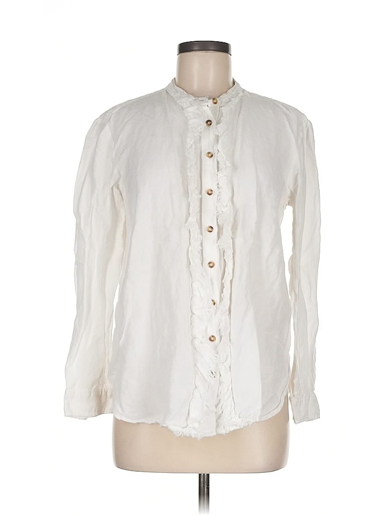 Pre-owned Pilcro Long Sleeve Blouse In White