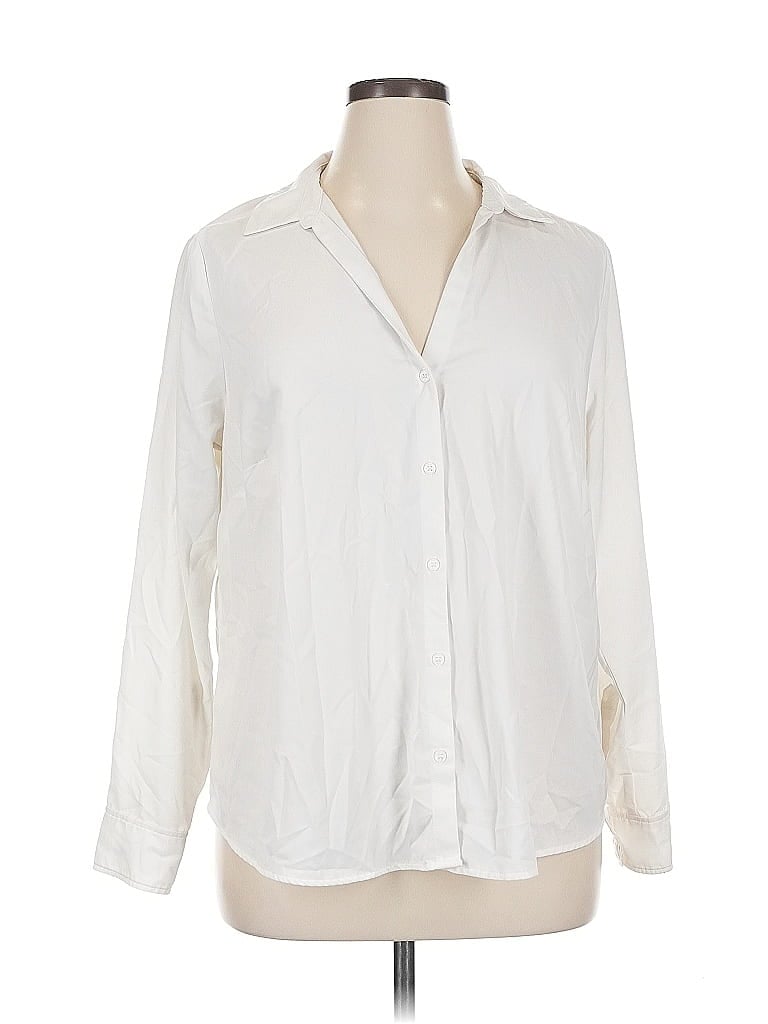 Pre-owned H&m Long Sleeve Blouse In White