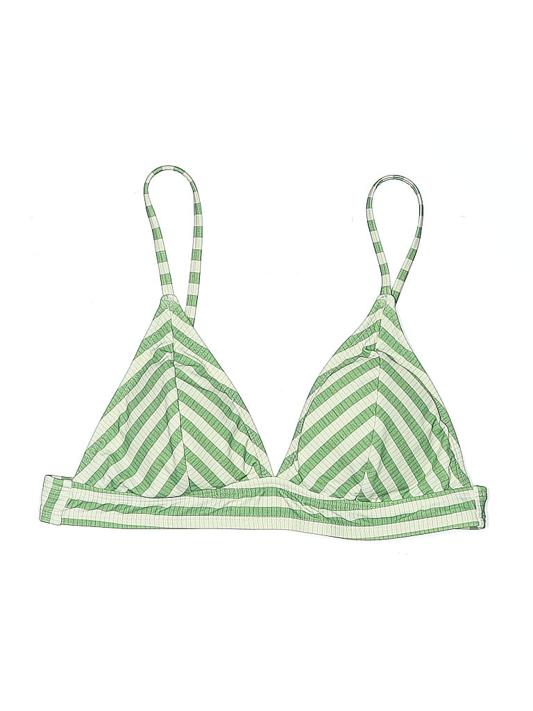 Pre-owned Unbranded Swimsuit Top Green Chevron/herringbone Pattern Swimwear