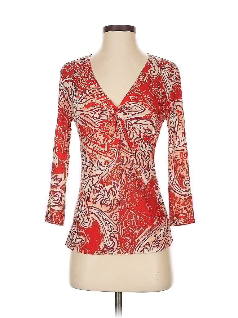 Pre-owned Yansi Fugel 3/4 Sleeve Blouse In Red