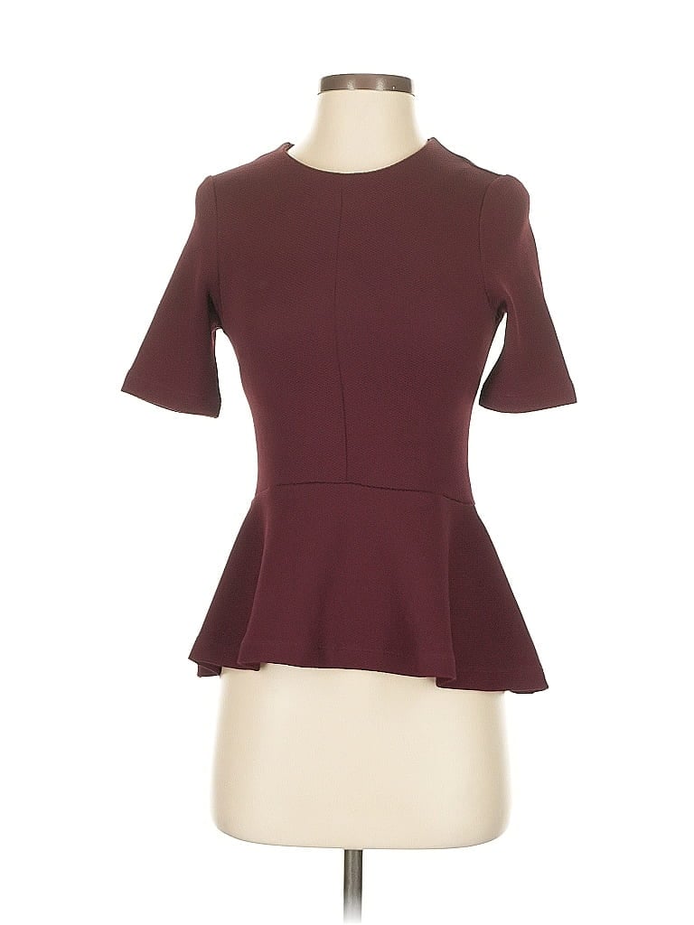 Pre-owned H&m Short Sleeve Blouse In Burgundy