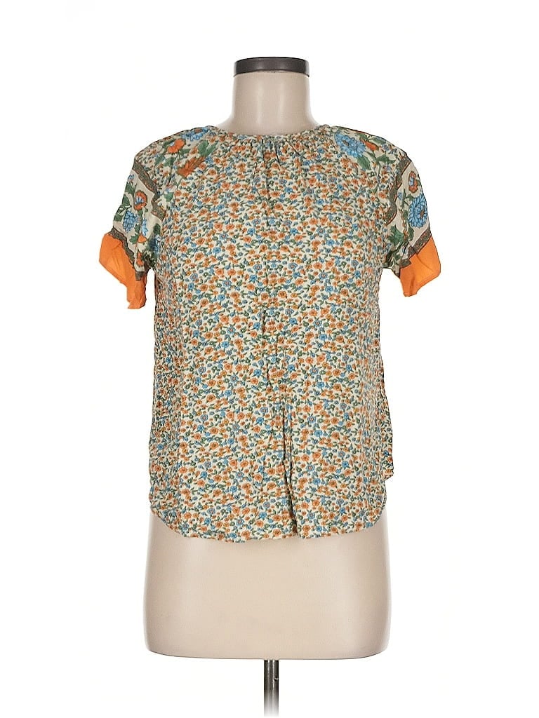 Pre-owned Unbranded Short Sleeve Blouse In Blue