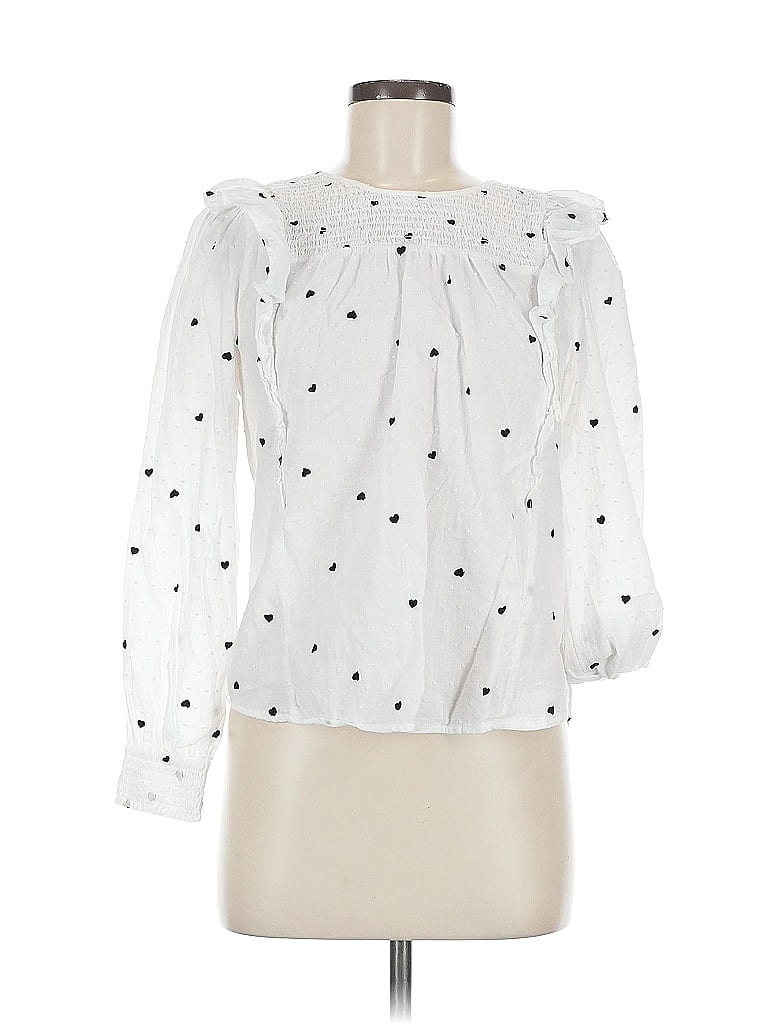 Pre-owned Ann Taylor Loft 3/4 Sleeve Blouse In White