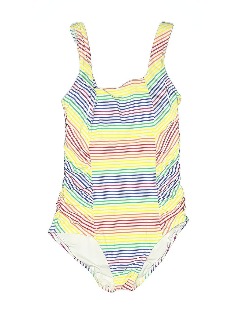 Pre-owned Lands' End One Piece Swimsuit In White