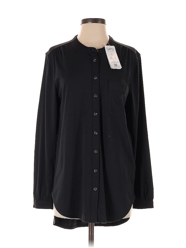 Pre-owned Lands' End Long Sleeve Button Down Shirt In Black