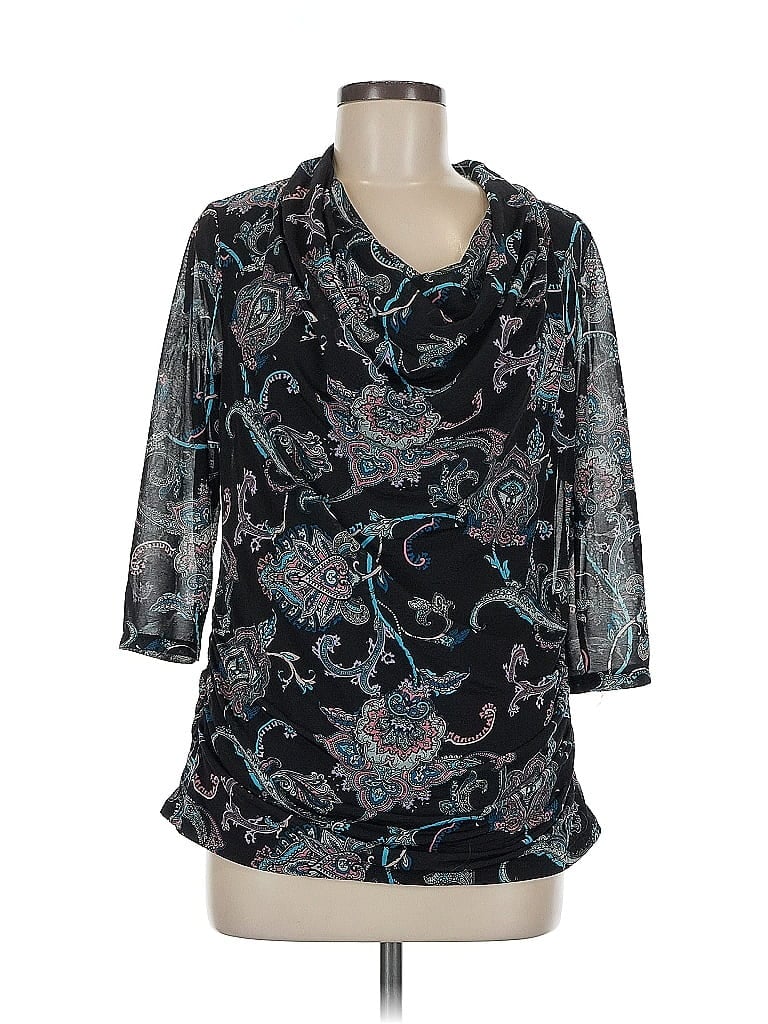 Pre-owned Dana Buchman 3/4 Sleeve Blouse In Black